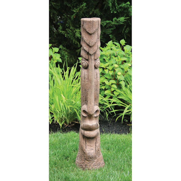 Tiki Post Cast Stone Garden Decor 50" High